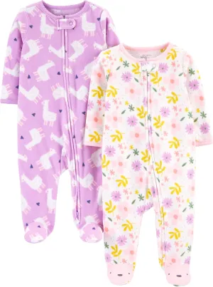 Simple Joys by Carter's Baby Girls' Fleece Footed Sleep and Play, Pack of 2
