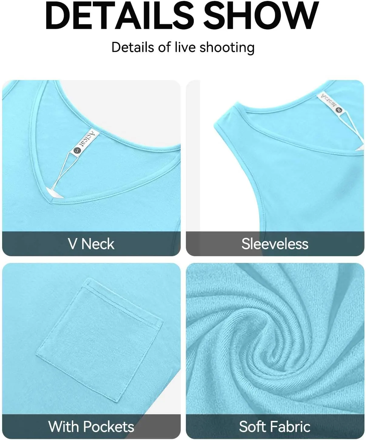 Sleeveless Summer Casual Dresses for Women with Pockets V Neck Swimsuit Coverup Loose Sundresses Beach Tank Dress