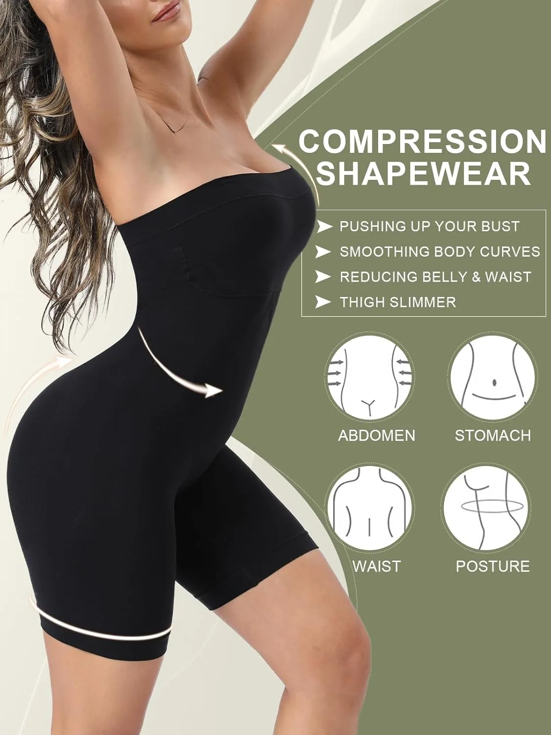 Strapless Shapewear Bodysuit Butt Lifter Body Shaper for Women Under Dress Tummy Control full Body Shapewear