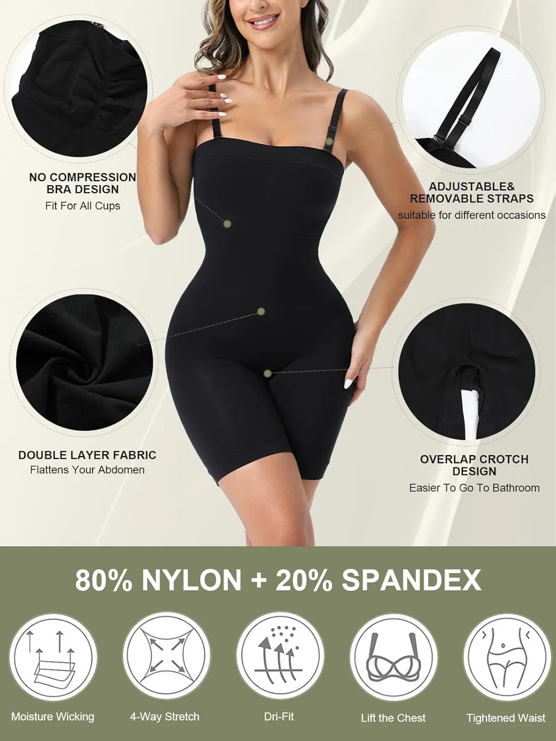 Strapless Shapewear Bodysuit Butt Lifter Body Shaper for Women Under Dress Tummy Control full Body Shapewear