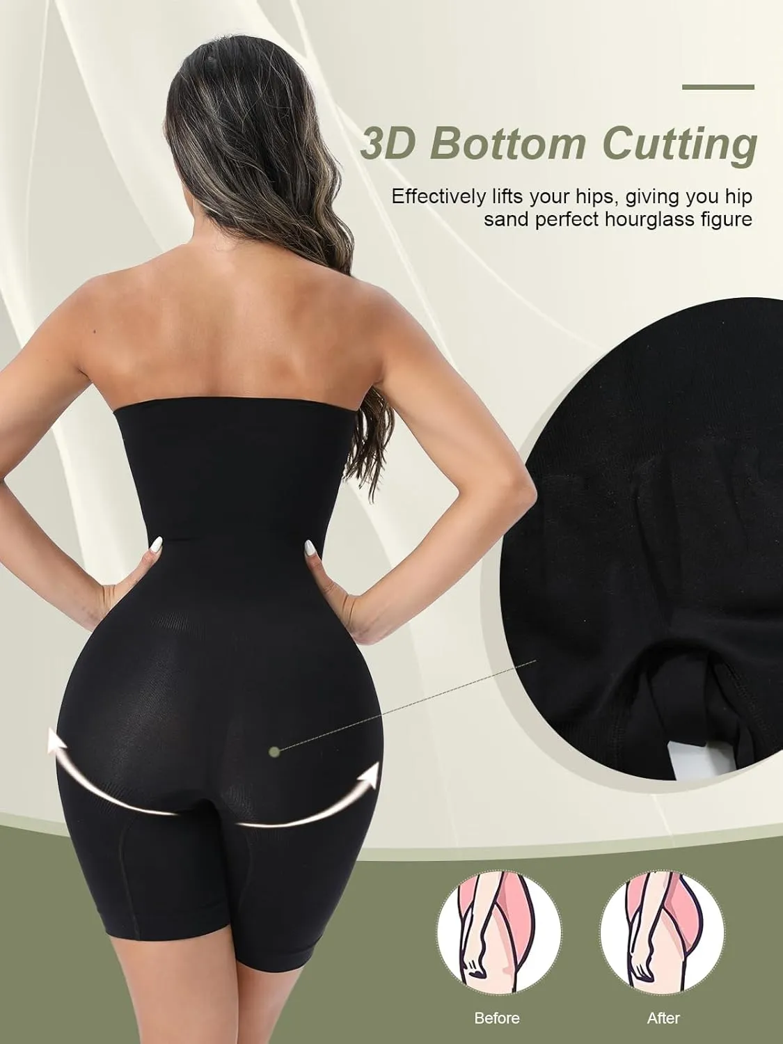 Strapless Shapewear Bodysuit Butt Lifter Body Shaper for Women Under Dress Tummy Control full Body Shapewear