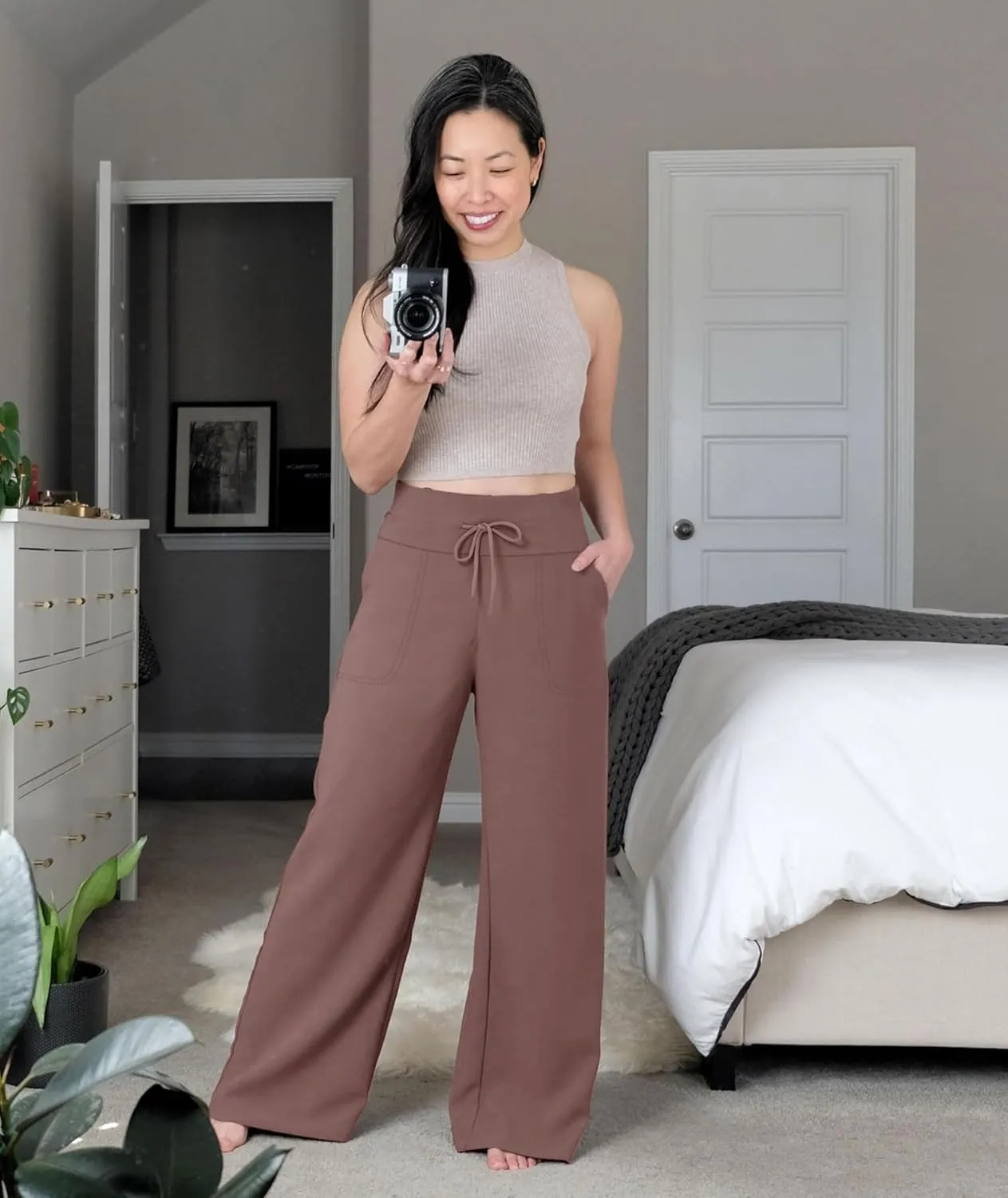 TNNZEET 3 Pack Women's Wide Leg Pants with Pockets - Casual Loose Yoga Trouser Pants Sweatpants Palazzo Lounge Pajama Pants