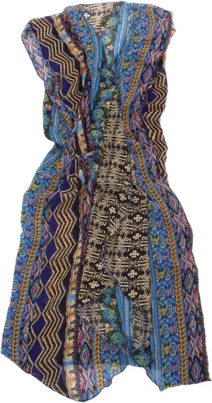 TrendsBlue Long Bohemian Tribal Chiffon Sheer Kimono Wrap Vest Beach Cover Up
