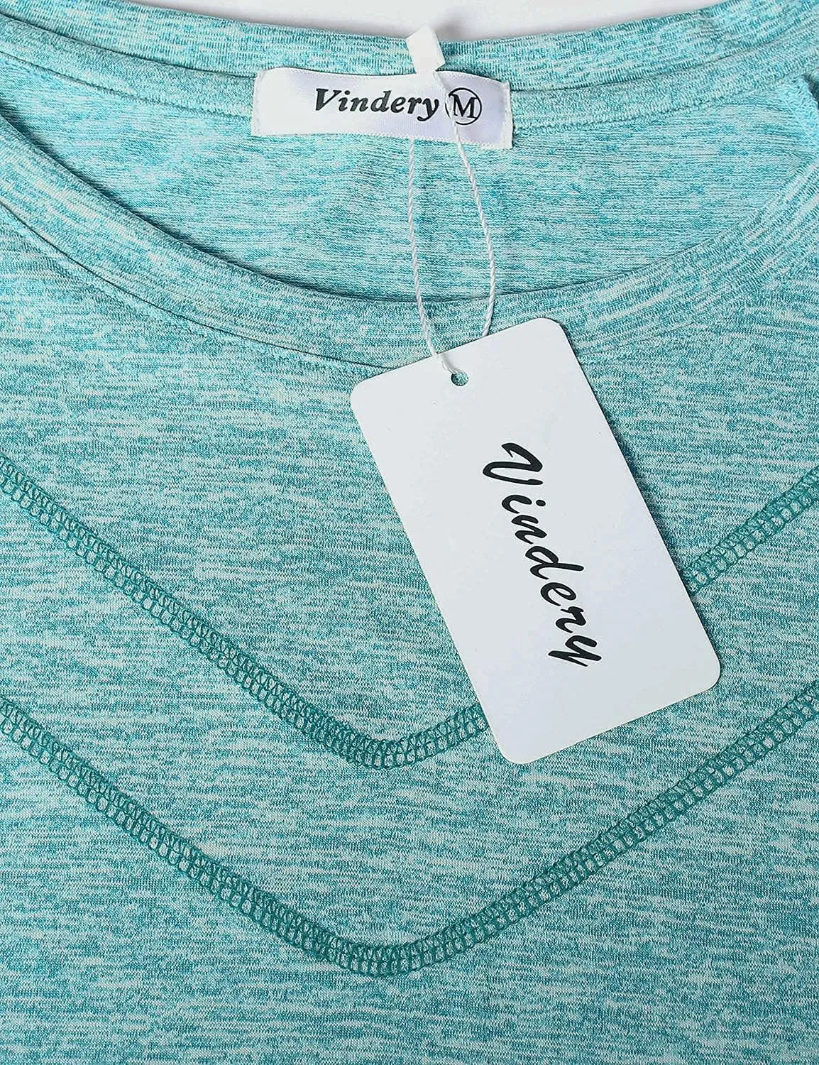Vindery Women Quick-Dry Line Decor Front Yoga Workout Shirts Athletic Gym Loose Fit Tops