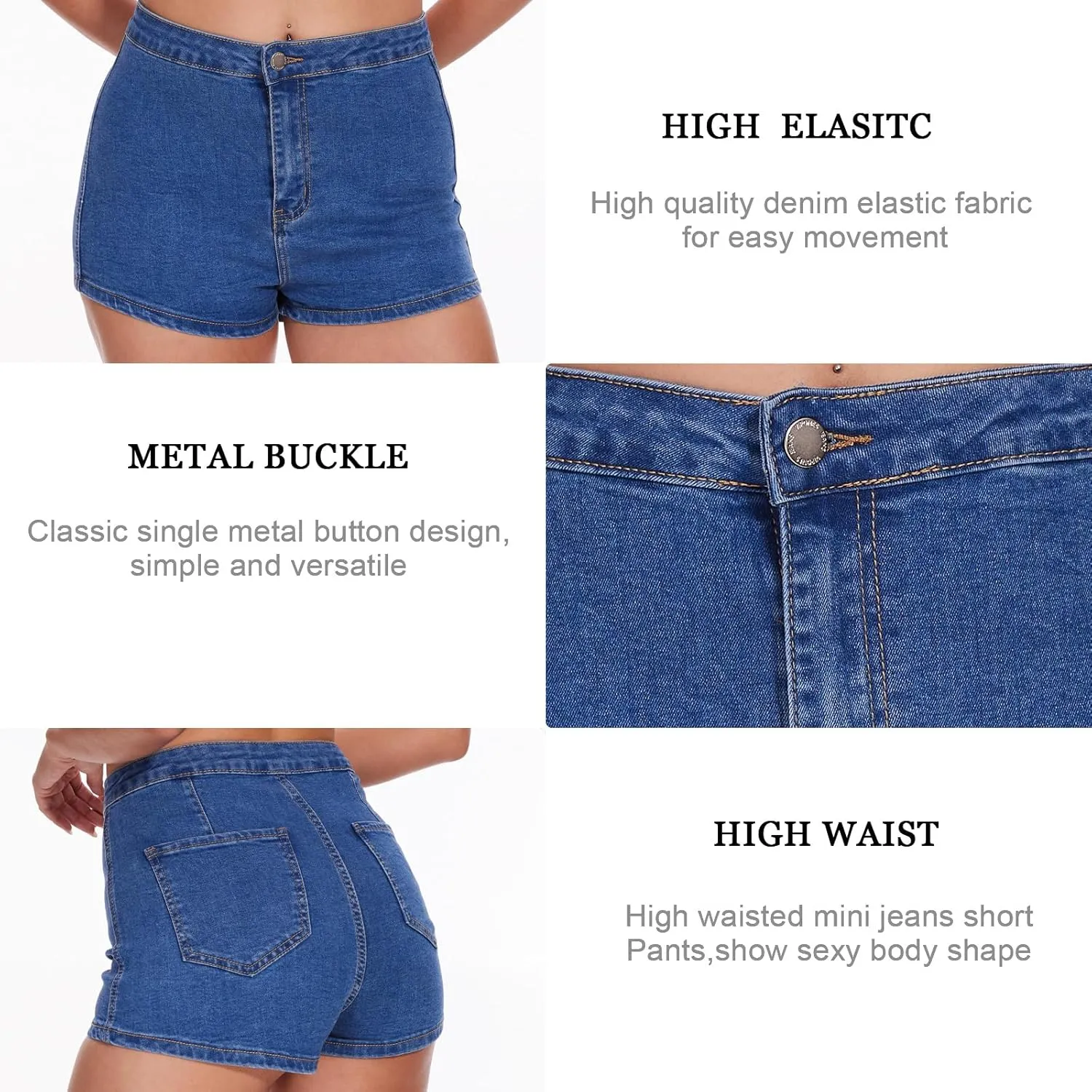 VIPONES Jeans Shorts Womens High Waisted Stretchy Sexy Butt-Lifting Hot Denim Shorts