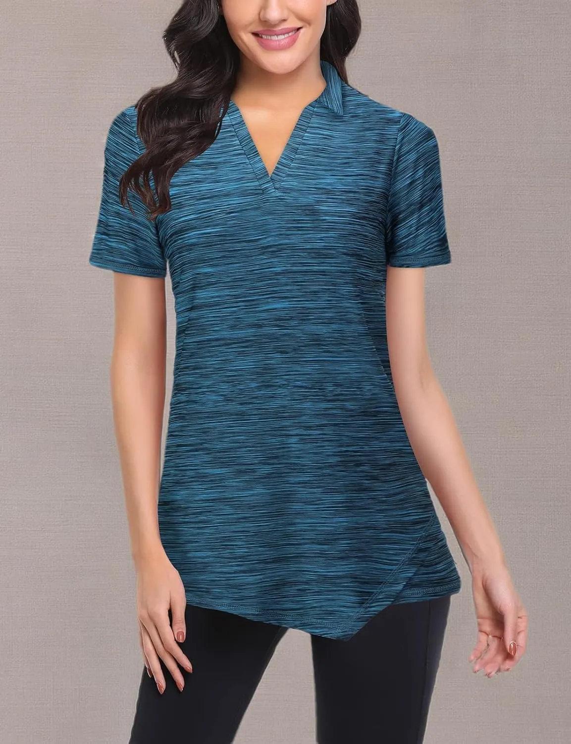 Viracy Womens V Neck Golf Polo Shirts Short Sleeve Quick Dry Workout Tops