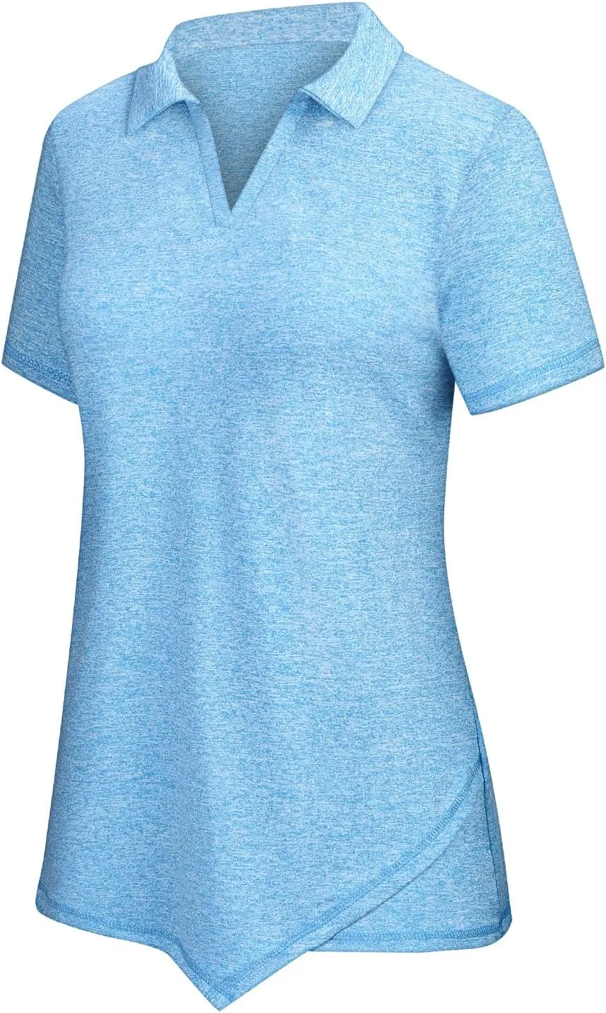 Viracy Womens V Neck Golf Polo Shirts Short Sleeve Quick Dry Workout Tops