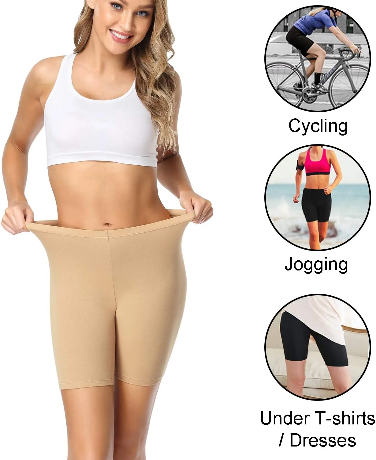 wirarpa Women's Cotton Boy Shorts Underwear Anti Chafing Soft Biker Short Plus Boy Shorts Panties 4 Pack
