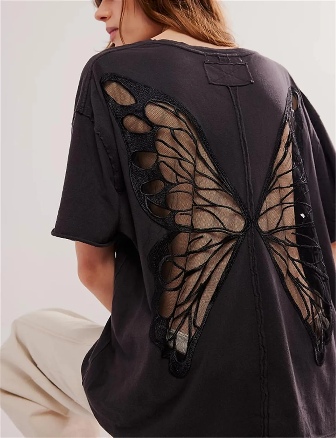 Women Y2k Embroidered Graphic Tees Preppy Teen Girls Short Sleeve Oversized Summer T-Shirt Coastal Beach Tops