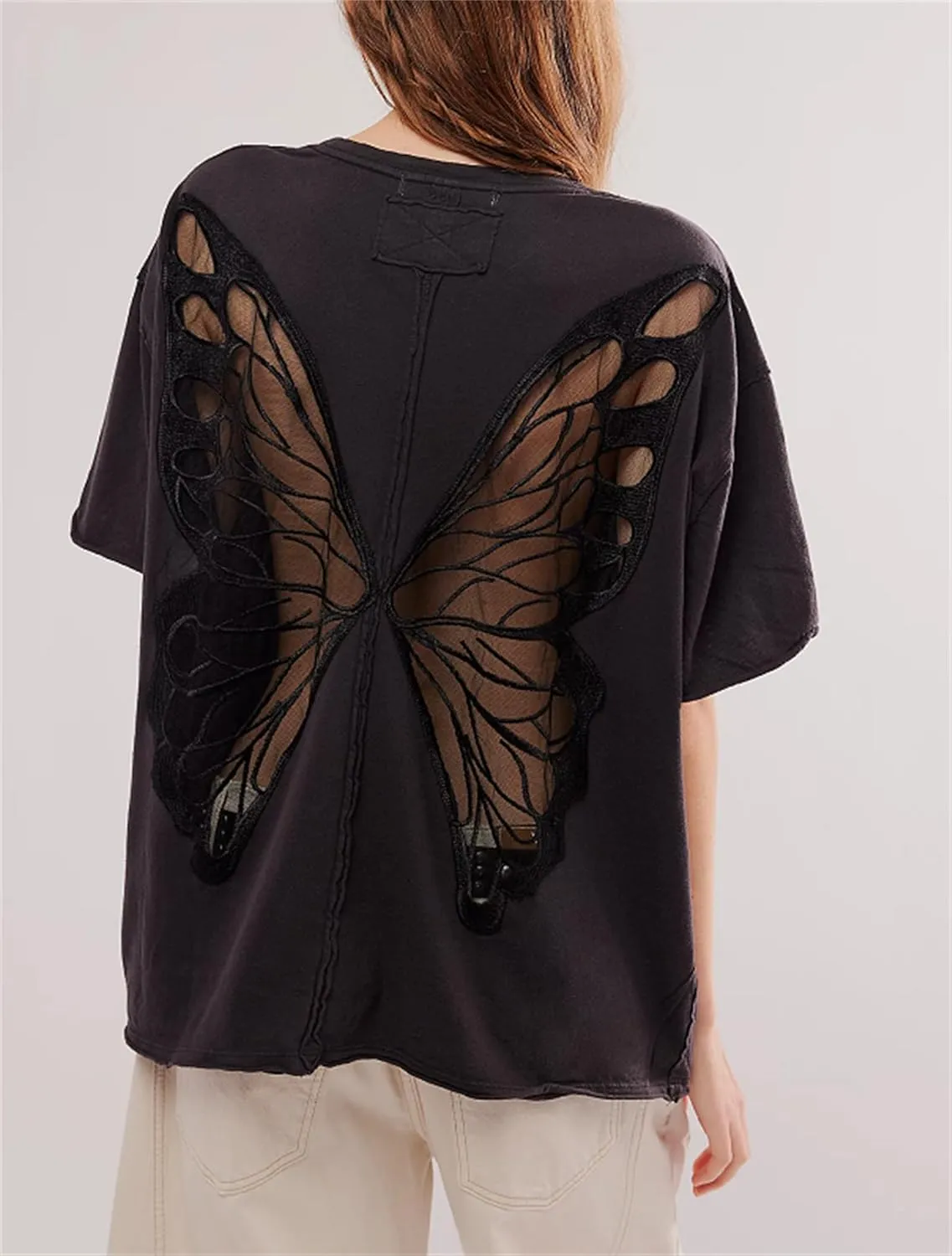 Women Y2k Embroidered Graphic Tees Preppy Teen Girls Short Sleeve Oversized Summer T-Shirt Coastal Beach Tops