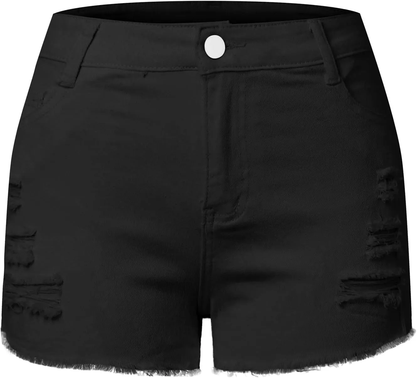 Women's Denim Shorts Mid Rise Ripped Distressed Jean Shorts Cut Off Stretchy Jeans Frayed Raw Hem Casual Short Pants