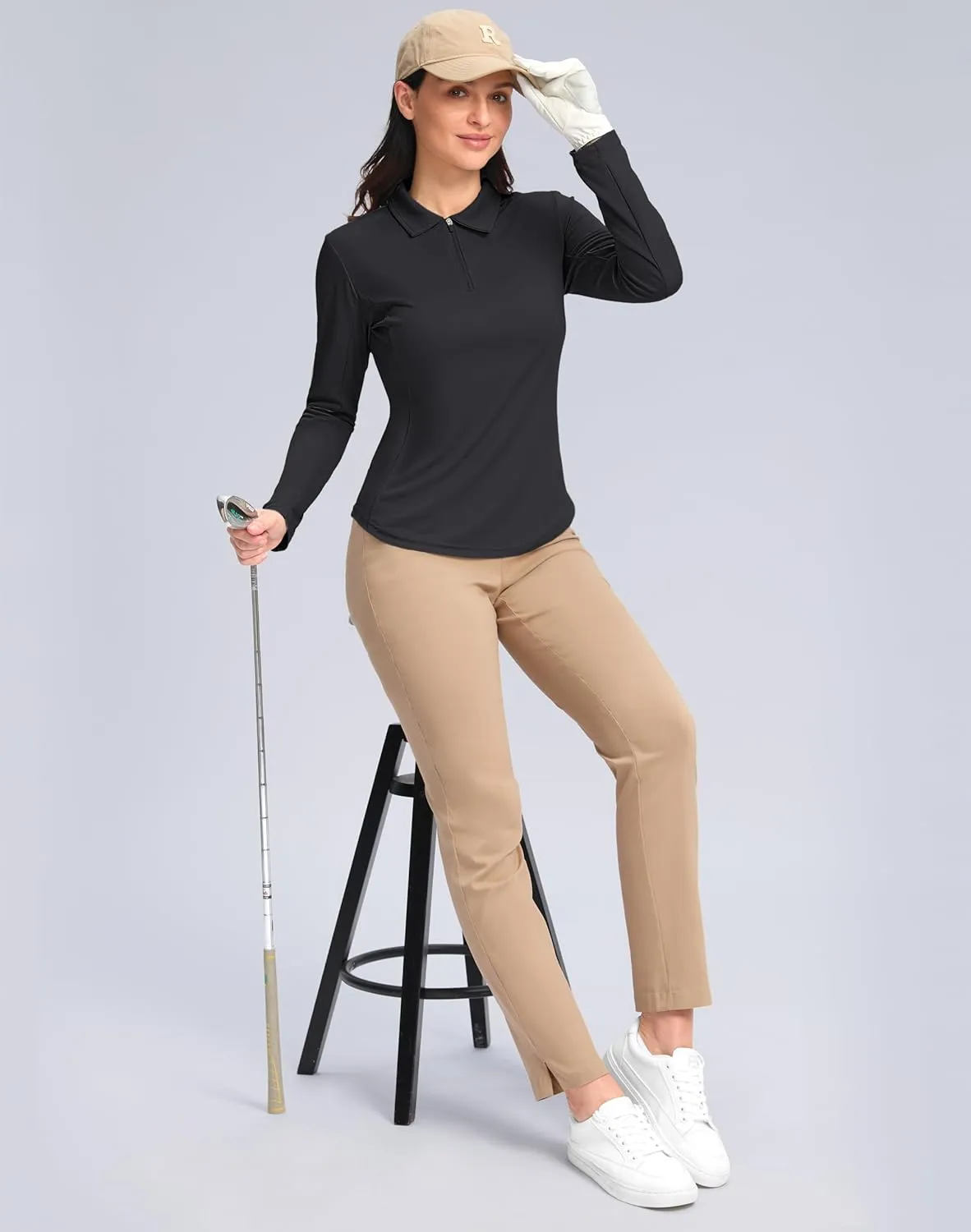 Women's Golf Shirts Lightweight UPF 50  Long Sleeve Shirts UV Protection Quick Dry Cool Polo Shirts for Women Work Outdoor