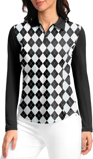 Women's Golf Shirts Lightweight UPF 50  Long Sleeve Shirts UV Protection Quick Dry Cool Polo Shirts for Women Work Outdoor