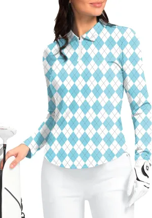 Women's Golf Shirts Lightweight UPF 50  Long Sleeve Shirts UV Protection Quick Dry Cool Polo Shirts for Women Work Outdoor