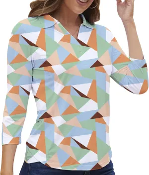 Women's Polo Shirt 3/4 Long Sleeve Golf Quick Dry T Shirts UPF 50  Athletic Casual Work Shirts Tops for Women