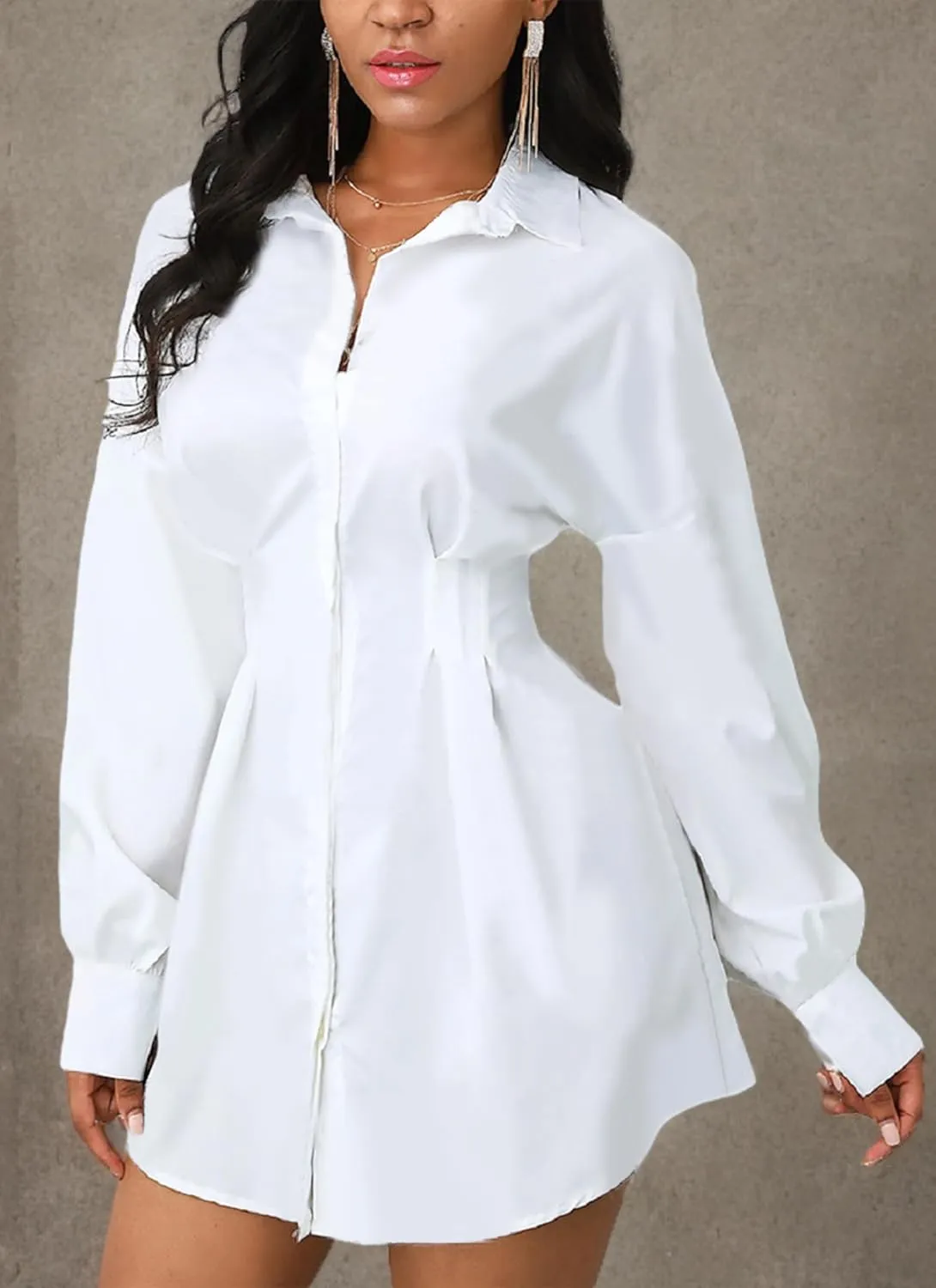Women's Shirt Dresses Button Down Colorful Blouses Long Sleeve Floral Print Tops Loose Collar Sexy T-Shirts