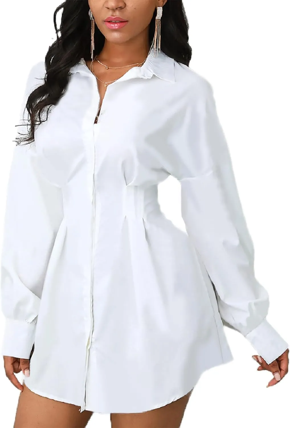 Women's Shirt Dresses Button Down Colorful Blouses Long Sleeve Floral Print Tops Loose Collar Sexy T-Shirts