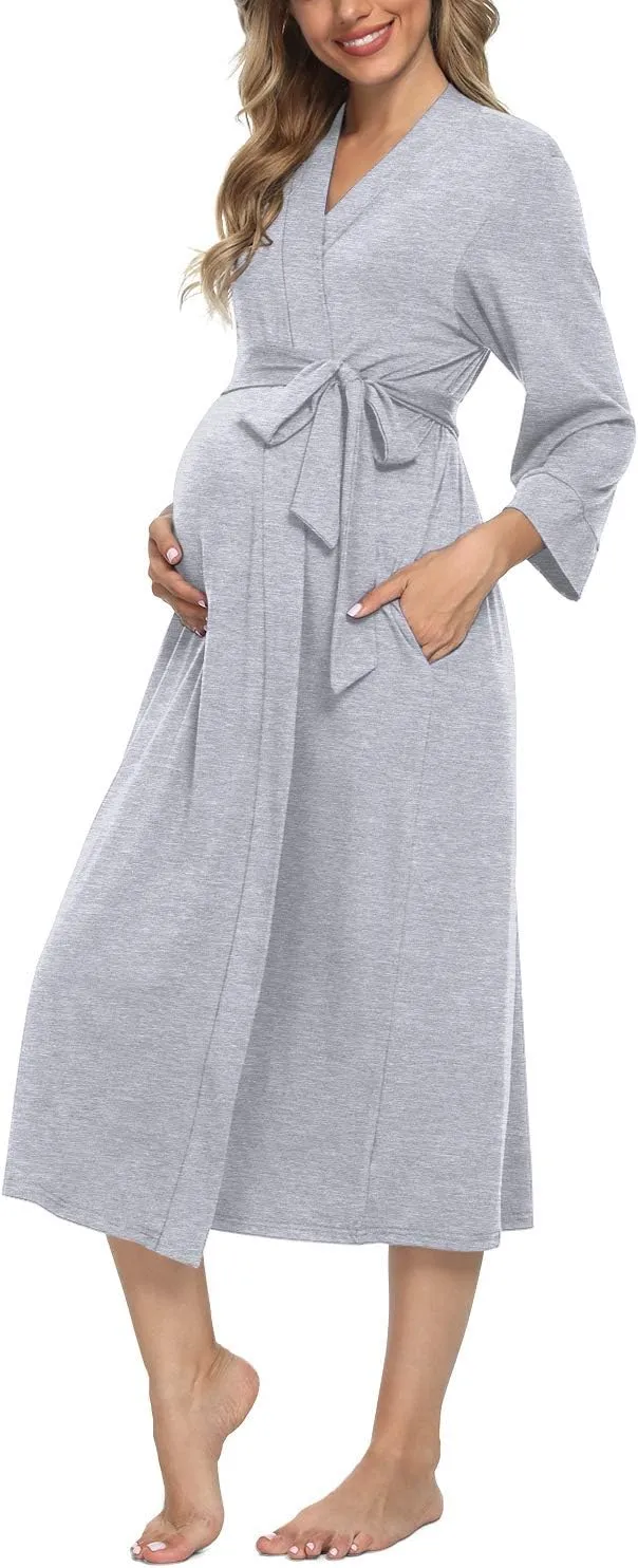 Xpenyo Women's Maternity Sleepwear,Labor/Delivery/Nursing/Hospital Nightgown Kimono Robes Long Pregnancy Loungewear