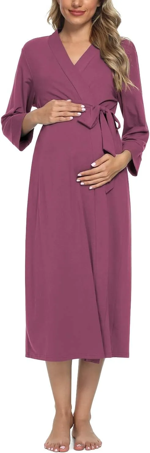 Xpenyo Women's Maternity Sleepwear,Labor/Delivery/Nursing/Hospital Nightgown Kimono Robes Long Pregnancy Loungewear