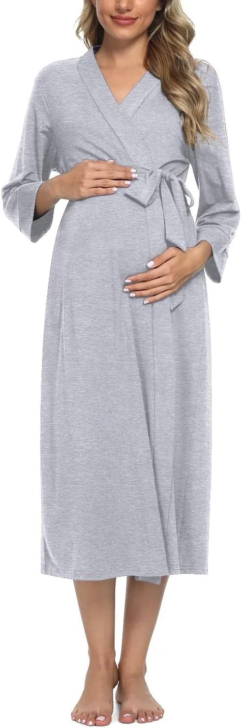 Xpenyo Women's Maternity Sleepwear,Labor/Delivery/Nursing/Hospital Nightgown Kimono Robes Long Pregnancy Loungewear