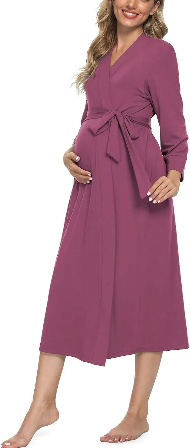 Xpenyo Women's Maternity Sleepwear,Labor/Delivery/Nursing/Hospital Nightgown Kimono Robes Long Pregnancy Loungewear