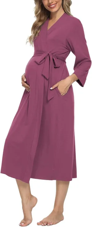 Xpenyo Women's Maternity Sleepwear,Labor/Delivery/Nursing/Hospital Nightgown Kimono Robes Long Pregnancy Loungewear