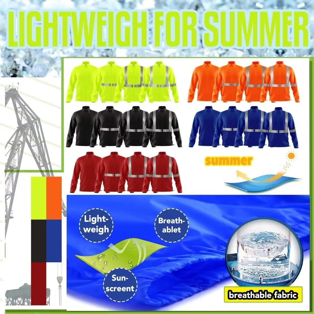 YOWESHOP High Visibility Reflective Safety Jacket Lightweight Breathable Customize Logo Work Uniform