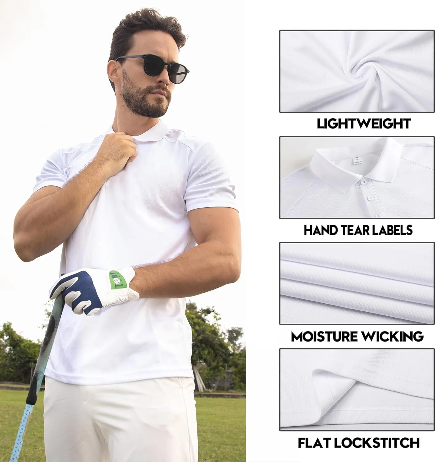 ZENGVEE Mens Polo Shirts Moisture Wicking Short Sleeve Performance Quick Dry Athletic Golf Shirts