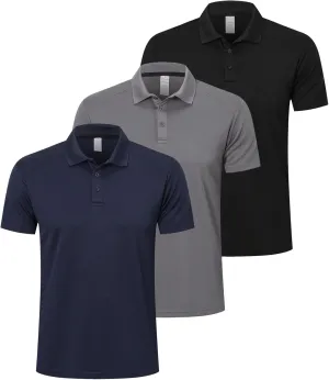 ZENGVEE Mens Polo Shirts Moisture Wicking Short Sleeve Performance Quick Dry Athletic Golf Shirts