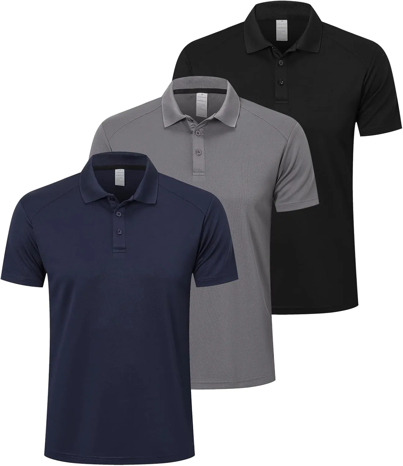 ZENGVEE Mens Polo Shirts Moisture Wicking Short Sleeve Performance Quick Dry Athletic Golf Shirts